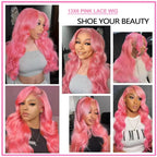 Light Pink Body Wave Human Hair Lace Front Wig