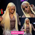 613 Blonde Straight Human Hair Wig | HD Lace, 220% Density