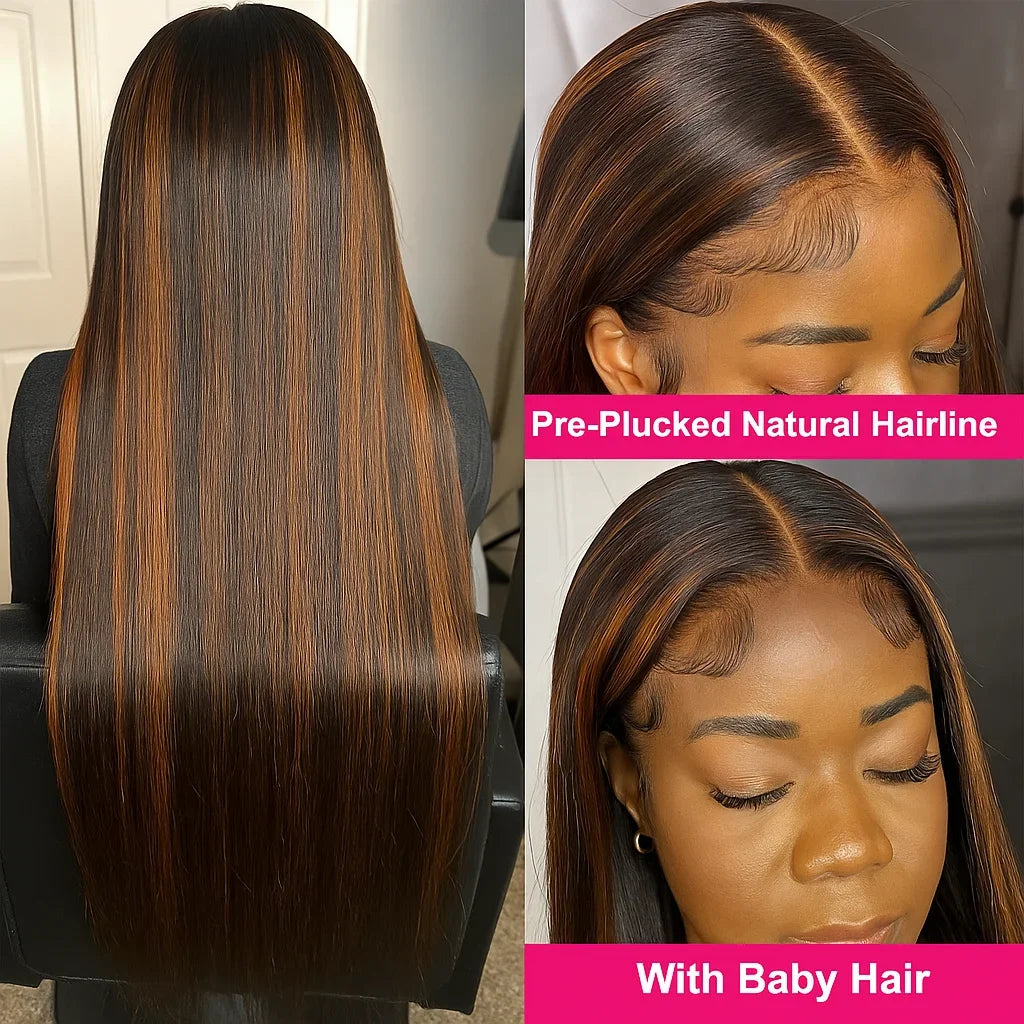 FB/30 Highlight Straight Human Hair Lace Front Wig