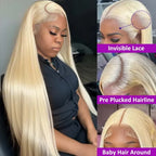 613 Blonde Straight Human Hair Wig | HD Lace, 220% Density