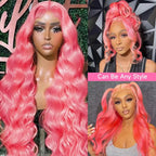 Light Pink Body Wave Human Hair Lace Front Wig