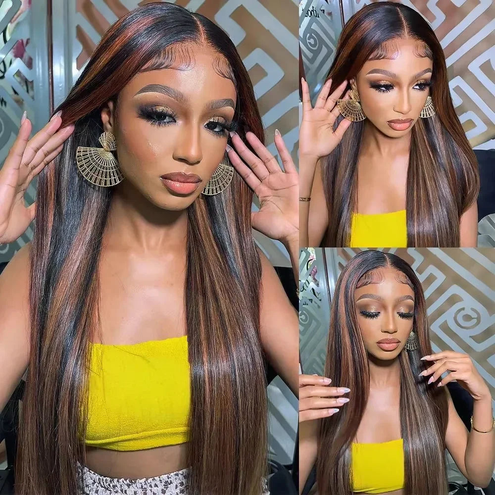 FB/30 Highlight Straight Human Hair Lace Front Wig