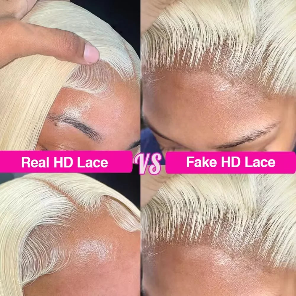 613 Blonde Straight Human Hair Wig | HD Lace, 220% Density