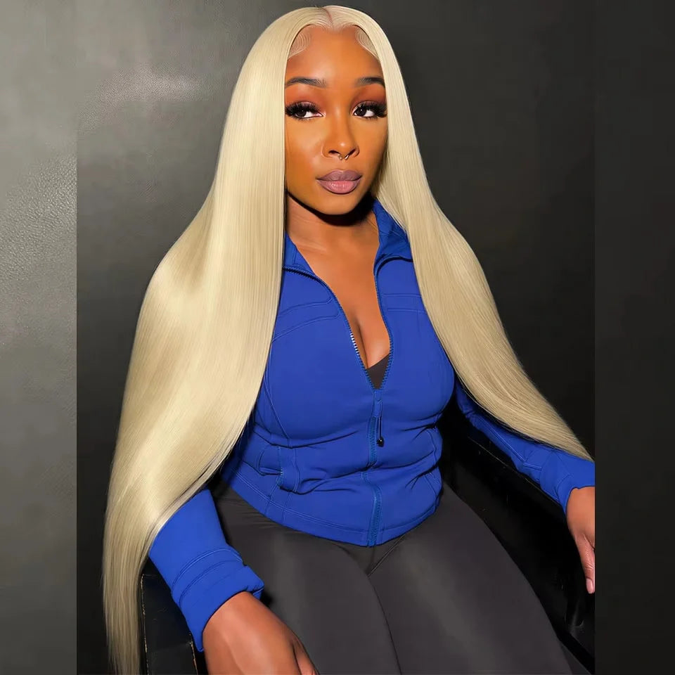 613 Blonde Straight Human Hair Wig | HD Lace, 220% Density