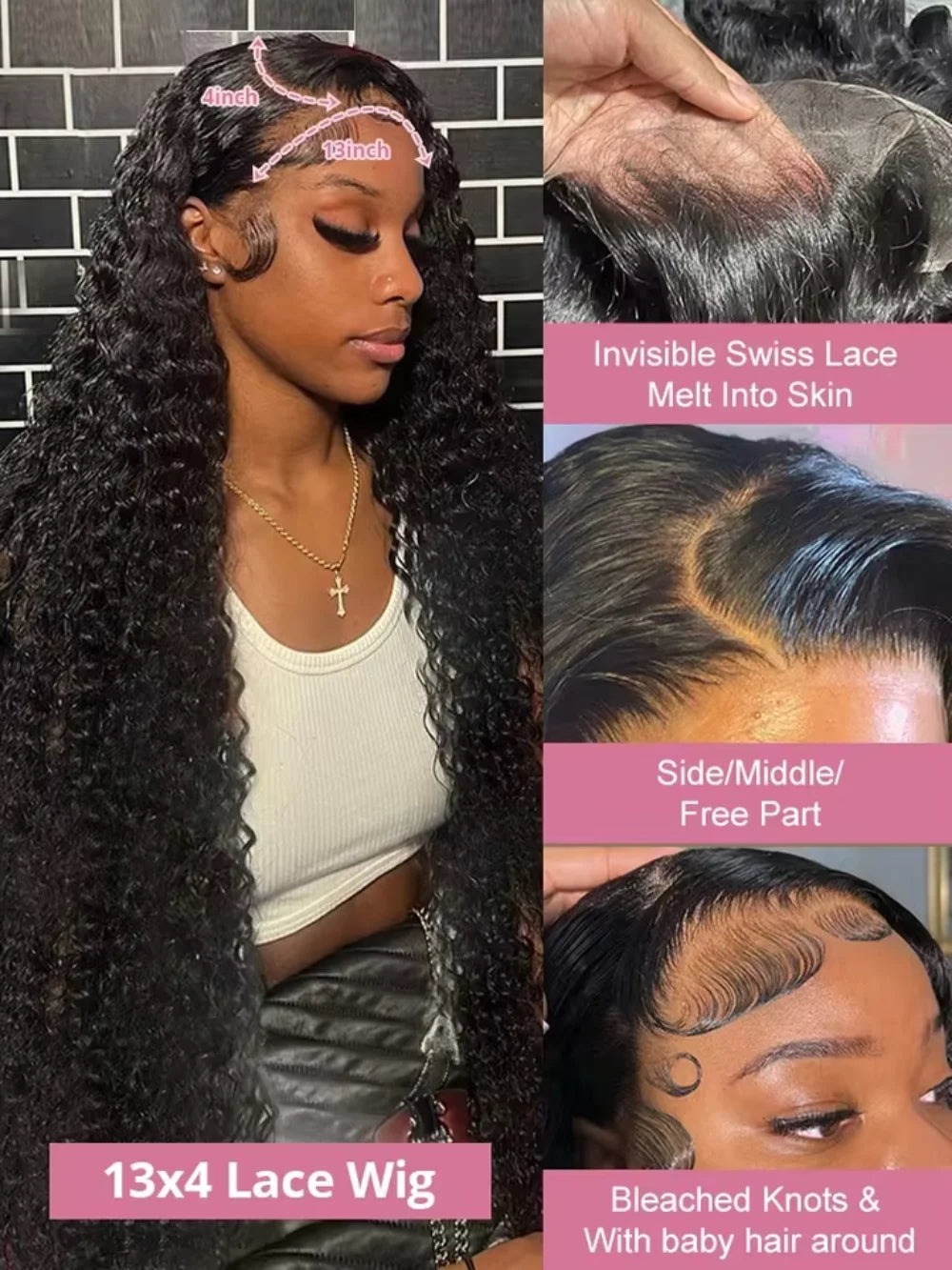 Deep Wave Human Hair Wig | 13x6 HD Lace, 220% Density