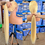 613 Blonde Bone Straight Human Hair Wig | 360 Lace