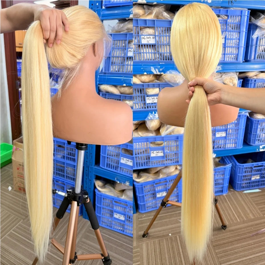 613 Blonde Bone Straight Human Hair Wig | 360 Lace